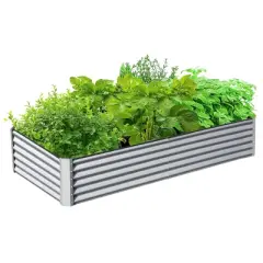 Galvanized Raised Garden Bed, Raised Garden Boxes, 6x3x1.5ft Outdoor Galvanized Planter Box, Garden Stock Tank, Garden Beds For Vegetables Planting