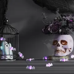 20ct Milky Iridescent Plastic Bat Halloween Indoor Outdoor Novelty Dewdrop String Light with Purple LEDs - Hyde and EEK! Boutique&trade;