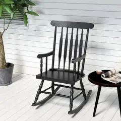 Tangkula Wooden Rocking Chair Single Rocker Indoor Garden Patio Yard Black