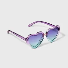 Girls' Heart Sunglasses - Cat & Jack&trade; Purple/Blue: Maximum UV Protection, Recycled Plastic Frame, Ages 3-9