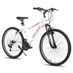 BAMCBASE Lilac 26 Inch Mountain Bike for Women Men, 21 Speed Steel Frame Adult Bicycle, MTB Bikes with Suspension Fork