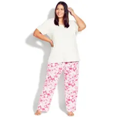 Women's Plus Size Print Full Length Sleep Pant - Pink |  AVENUE