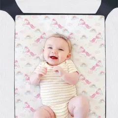 The Peanutshell Fitted Playard Sheets for Baby Girls' - Pink Unicorn and Rainbow - 2pk