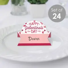 Big Dot of Happiness Happy Galentine's Day - Valentine's Day Party Tent Buffet Card - Table Setting Name Place Cards - Set of 24