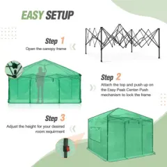 EAGLE PEAK 10'x10' Portable Walk-in Greenhouse with Zippered Doors and Windows, PE Cover