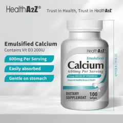 HealthA2Z - Emulsified Calcium with Vitamin D3 Softgels - 100 Count