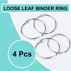 Unique Bargains Metal Loose Leaf Bundle Book Rings Keyrings 2.2" Outside Dia Silver Tone 4 Pcs
