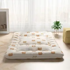 Costway Full/King/Queen/Twin Futon Mattress Japanese Floor Pad Washable Cover Carry Bag Brown Bear