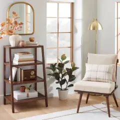 40" 4-Shelf Wood & Cane Transitional Ladder Bookshelf - Brown - Hearth & Hand&trade; with Magnolia