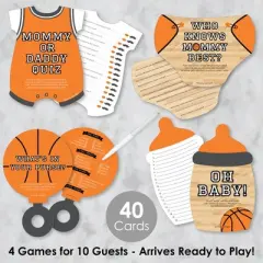 Big Dot of Happiness Nothin&rsquo; But Net - Basketball - 4 Baby Shower Games - 10 Cards Each - Gamerific Bundle