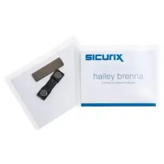 SICURIX Magnetic ID Badge Holder Kit with Printable Inserts, 3-3/4" x 2-1/2", Pack of 20