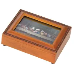 Dicksons The Last Supper in Remembrance of Me Brown 8 x 6 Plastic Woodgrain Finish Decorative Music Box Storage Box