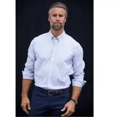 Cutter & Buck Stretch Oxford Stripe Mens Big and Tall Long Sleeve Dress Shirt