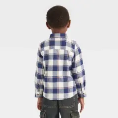 OshKosh B'gosh Toddler Boys' Long Sleeve Plaid Shirt - Navy Blue