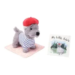 Manhattan Toy Bed & Biscuit Frenchie Plush Puppy Dog & Keepsake Dog House with Mini-Storybook in Hidden Drawer