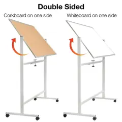 Excello Global Products 48" x 32" Reversible Whiteboard/Corkboard on Wheels (White Frame)