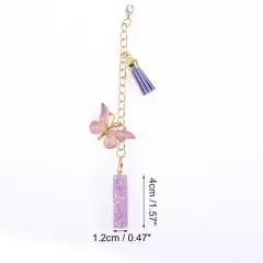Unique Bargains Star Sequin Letter I Butterfly Tassel Water Cup Pendant Purple 1 Pc