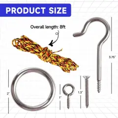 GSE Stainless Steel Hook and Ring Swing DIY Kit for Indoor and Outdoor with Family and Friends