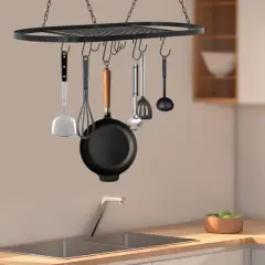YIYIBYUS Hanging Pot and Pan Rack, Ceiling Mount Storage Rack
