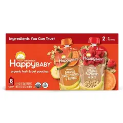 Happy Baby Organics Clearly Crafted Stage 2 Variety Pack Bananas/Sweet Potatoes - 4oz/8pk