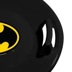 Slippery Racer Downhill Pro Heavy-Duty Cold Resistant Batman Adults and Kids Plastic Saucer Disc Snow Sled with Handles, Black