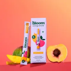BLOOM NUTRITION Natural Energy Stick Packs Peach Mango - 10pk