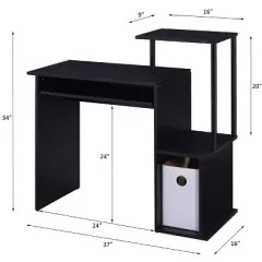 NicBex Gaming Desk Computer Table with Side open Shelves&Keyboard Tray,Versatile Home Office Desk for Study&Office,Home Workstation