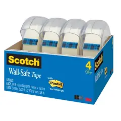 Scotch Wall Safe Tape, 0.75 x 650 Inches, Pack of 4