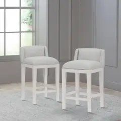 Set of 2 26" Bronn Non Swivel Counter Height Barstools White /Silver - Hillsdale Furniture