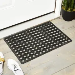 Juvale Black Rubber Welcome Door Mat Nonslip Indoor Outdoor Doormat (23.5 x 15.75 Inches)