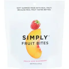 SimplyGum Fruit Bites Peach Raspberry - Case of 6 - 5.3 oz