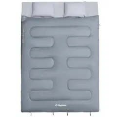 KingCamp 87 x 59 Inch 2 Person 20 Degree Lightweight Waterproof Couple Family Sleeping Bag with 2 Pillows for Camping, Hiking, & Backpacking, Grey