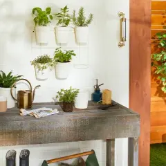 18.6" Wide 7pc Wall Mounted Metal Planter Set Sour Cream - Hearth & Hand&trade; with Magnolia