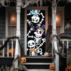 Joyfy Halloween Skeleton Door Cover, 30&rsquo;&rsquo;x72&rsquo;&rsquo; Haunted House Decor for Doors Windows Walls, Peel & Stick Decal Halloween Party Supplies & Favors