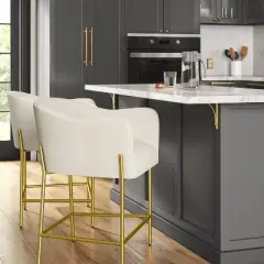 Gladden Barrel Counter Height Stool Cream Boucle/Brass - Opalhouse&trade; designed with Jungalow&trade;