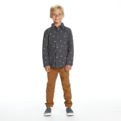 Andy & Evan Toddler Boys Pique Knit Buttondown Grey, Size 3T