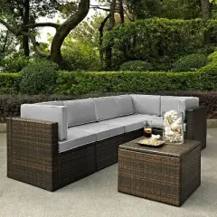 Palm Harbor 6pc Outdoor Wicker Sectional Set - Gray - Crosley