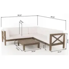 FIONECA X-Back 4-Piece Outdoor Sofa Set with Cushions & Coffee Table, Patio Conversation Set for Garden, Deck, Backyard, White