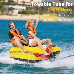 Costway 2 Person Inflatable Banana Boat with Boating & Water Sports 2 EVA-padded Seats