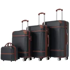 Kumasinova Hardshell Luggage Sets,4Pcs Durable Suitcase Set with Spinner Wheels,Lightweight ABS Checked Travel Suitcases with TSA Lock