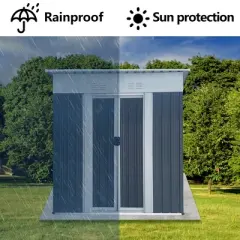 ORRD 5FT x 3FT Outdoor Storage Shed, Grey Metal Garden Tool House with Pent Roof for Tools & Bikes