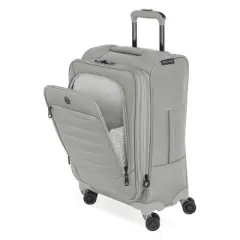 SWISSGEAR Checklite Softside Carry On Suitcase - Gray: 8 Wheels, Expandable, Tear-Resistant