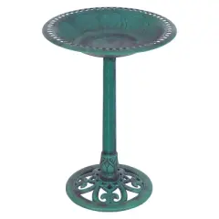 Costway Green Pedestal Bird Bath Feeder Freestanding Outdoor Garden Yard Patio Decor
