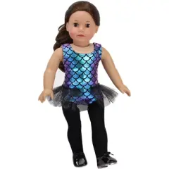 Sophia&rsquo;s Jazz Leotard Costume and Tap Shoes for 18'' Dolls, Black