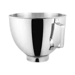 KitchenAid 4.5 Quart Polished Stainless Steel Mixer Bowl with Handle - K45SB: Dishwasher Safe, Silver, 8.75" Diameter