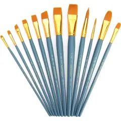 Royal & Langnickel(R) Gold Taklon Flat Value Pack Brush Set-12/Pkg