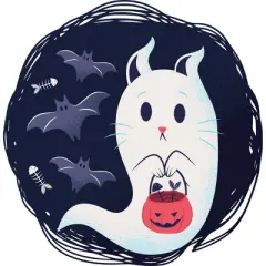 Girl's Design By Humans halloween ghost cat By ArtStyleAlice T-Shirt
