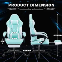 Racxily Ergonomic Video Gamer Chairs, Gaming Chairs w/ Massage Lumbar Support & Footrest, Racing Style Computer Chair Adjustable Headrest