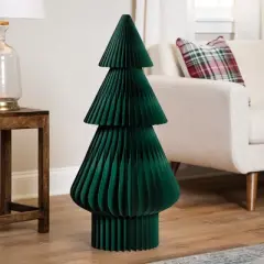 Northlight Accordion Honeycomb Foldable Paper Christmas Tree - 3' -  Dark Green