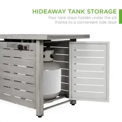 Best Choice Products 42in Fire Pit Table 50,000 BTU Rectangular Steel Gas w/ Storage, Cover, Glass Beads